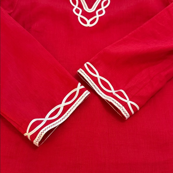 Talbots Red Tunic with White cord design - Picture 6 of 8
